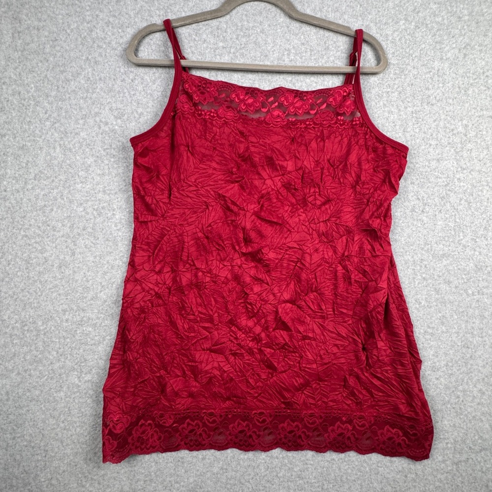 Maurices Camisole Womens 1X Red Lace Trim Crinkle Y2K Coquette Romantic Holiday